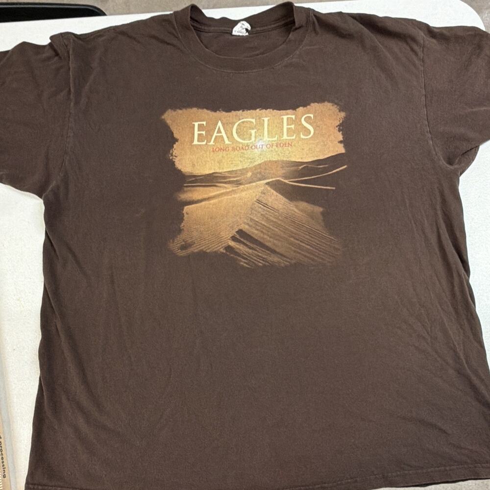 Eagles Long Road Out of Eden T Shirt 2007 Anvil 2XL Brown Band Rock Tee